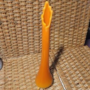Vintage 21" Orange L.E. Smith Glass Simplicity Bittersweet Swung Vase 3 Toes